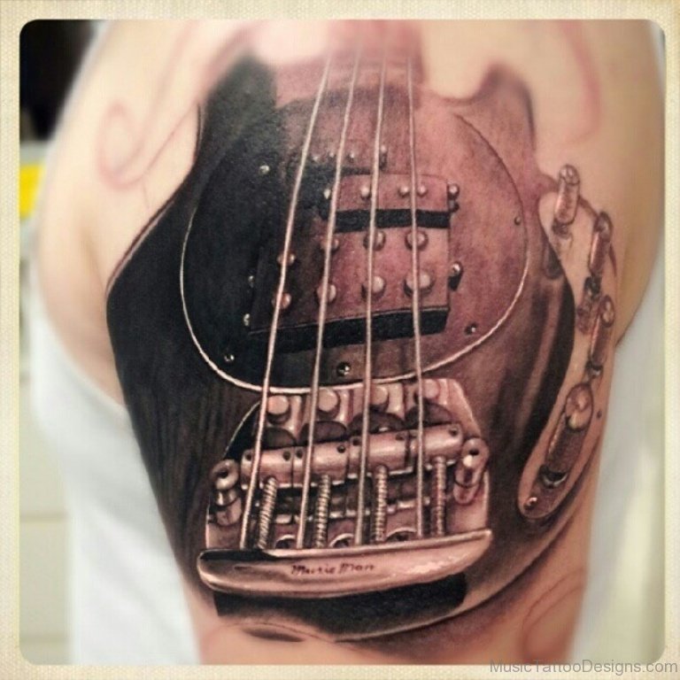 55 Fabulous Guitar Tattoo For Shoulder